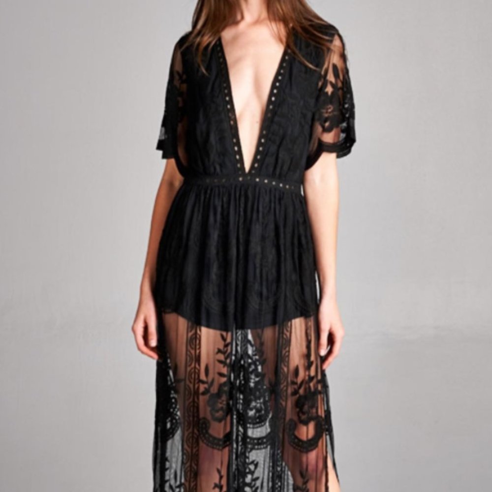 Honey Punch | Lace Maxi Romper | Sz Small